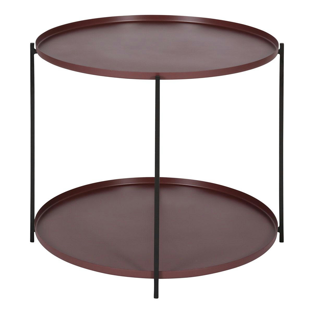 EDEN - Table basse métal prune ronde Ø56,5 cm deux plateaux