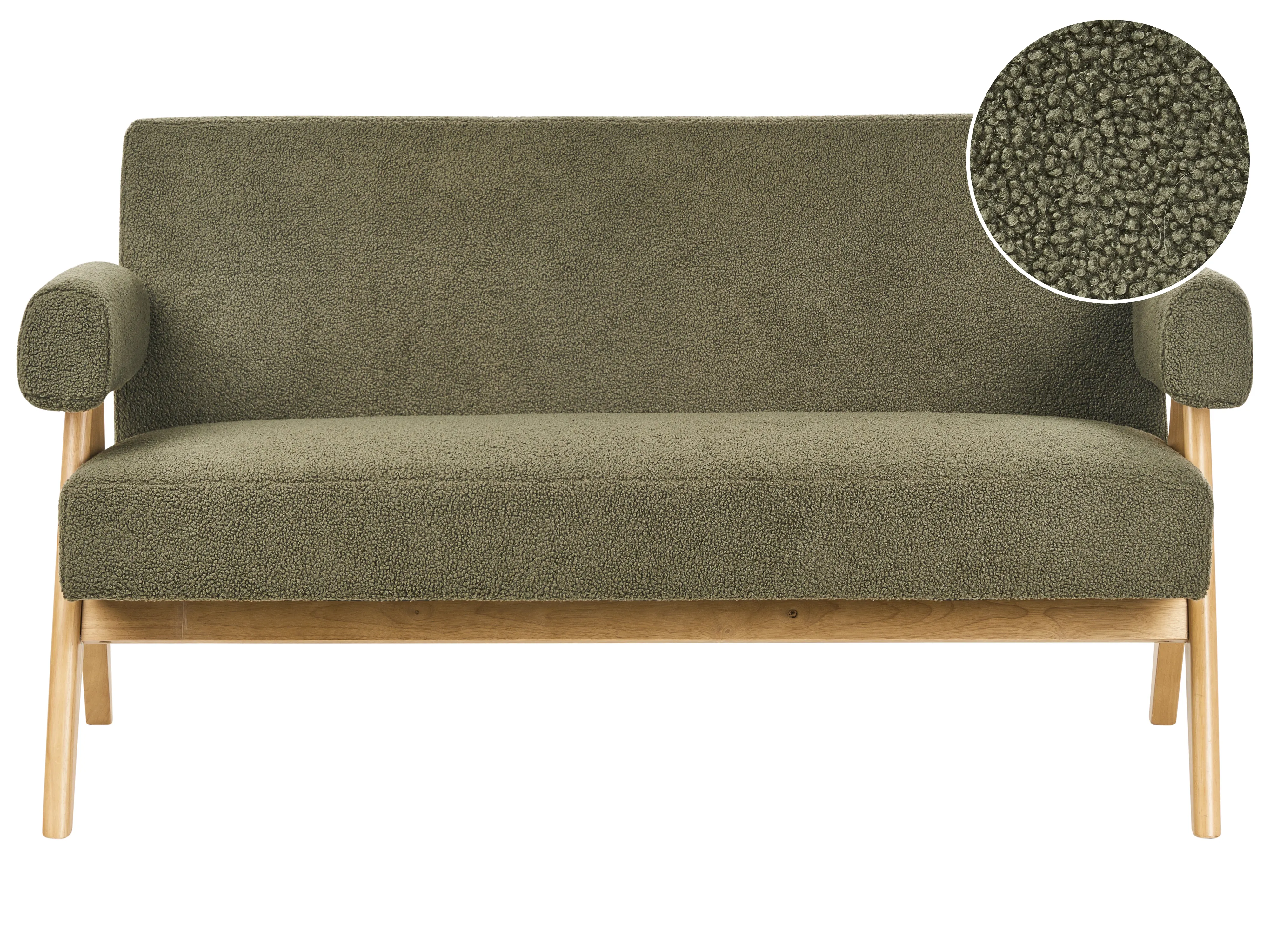 Upholstered Bench TAMRE Boucle Green/ Light Brown
