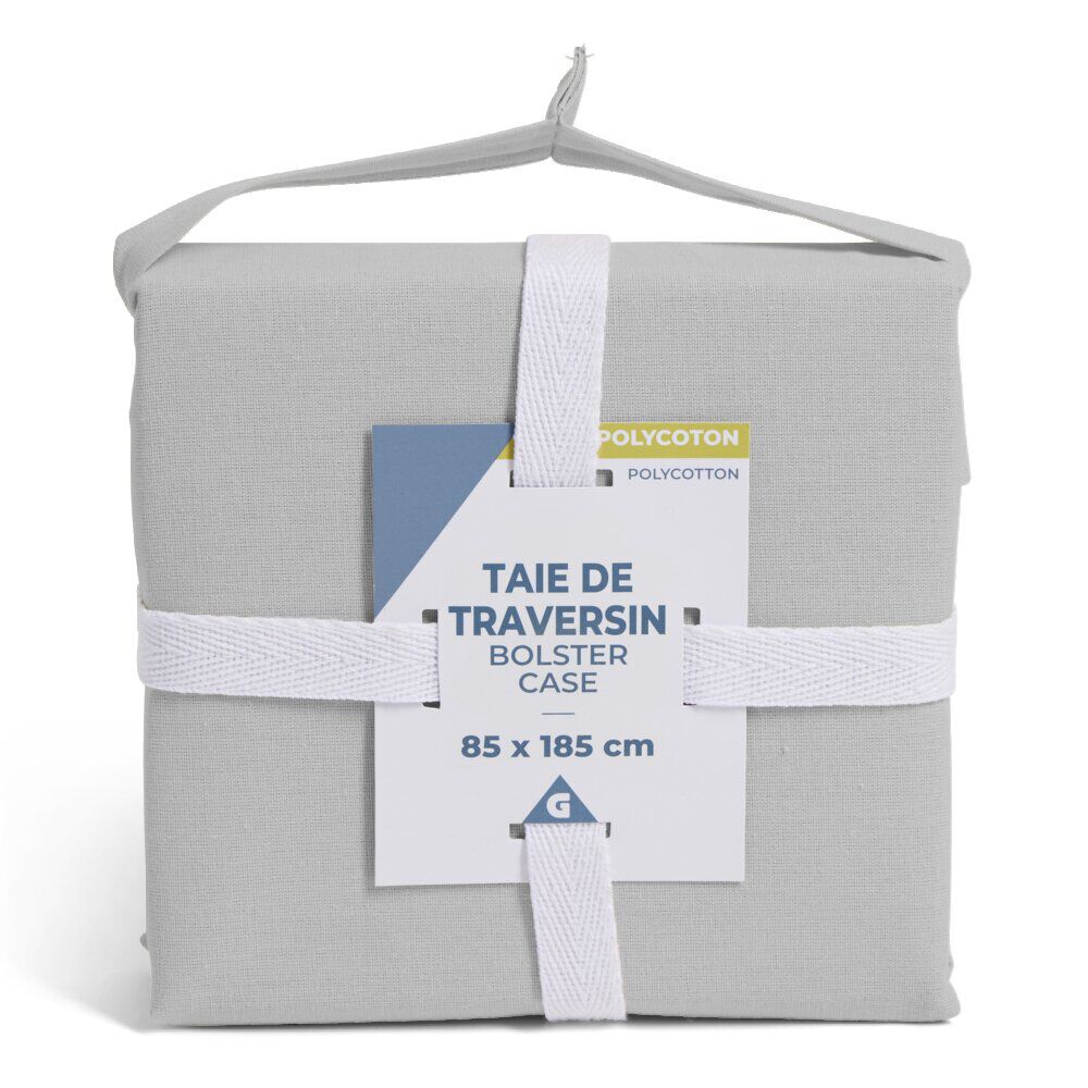 Taie de traversin 85x185cm polycoton gris