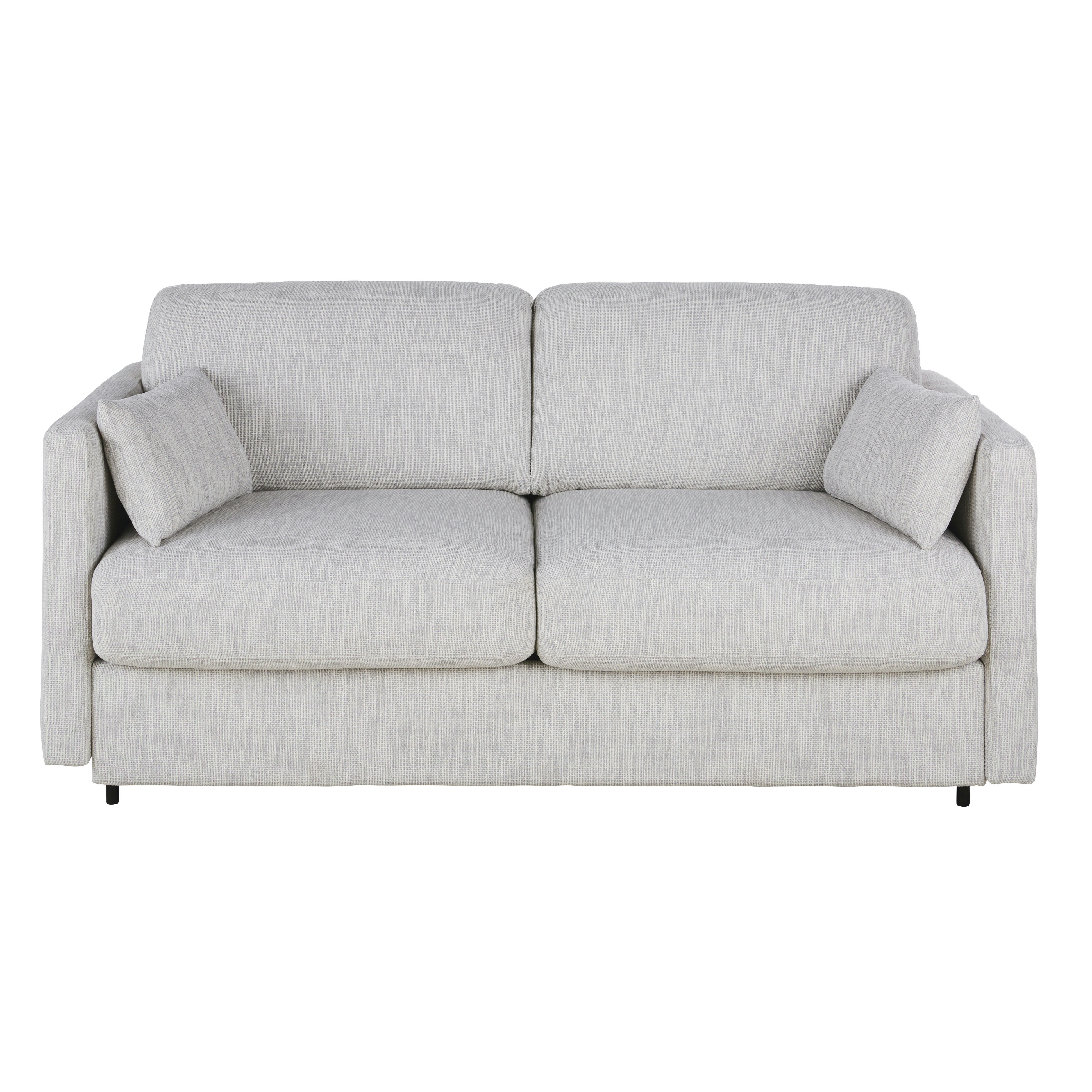 Julian - Canapé convertible 2/3 places en textile recyclé gris clair, matelas 18 cm