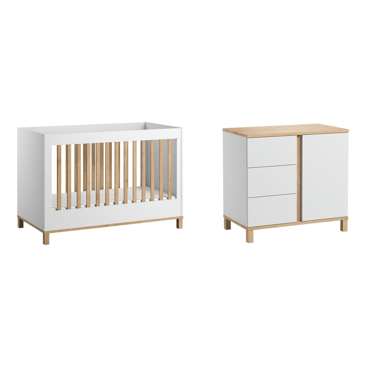 DUO - ALTITUDE - Lit bébé 60x120 commode à langer blanc