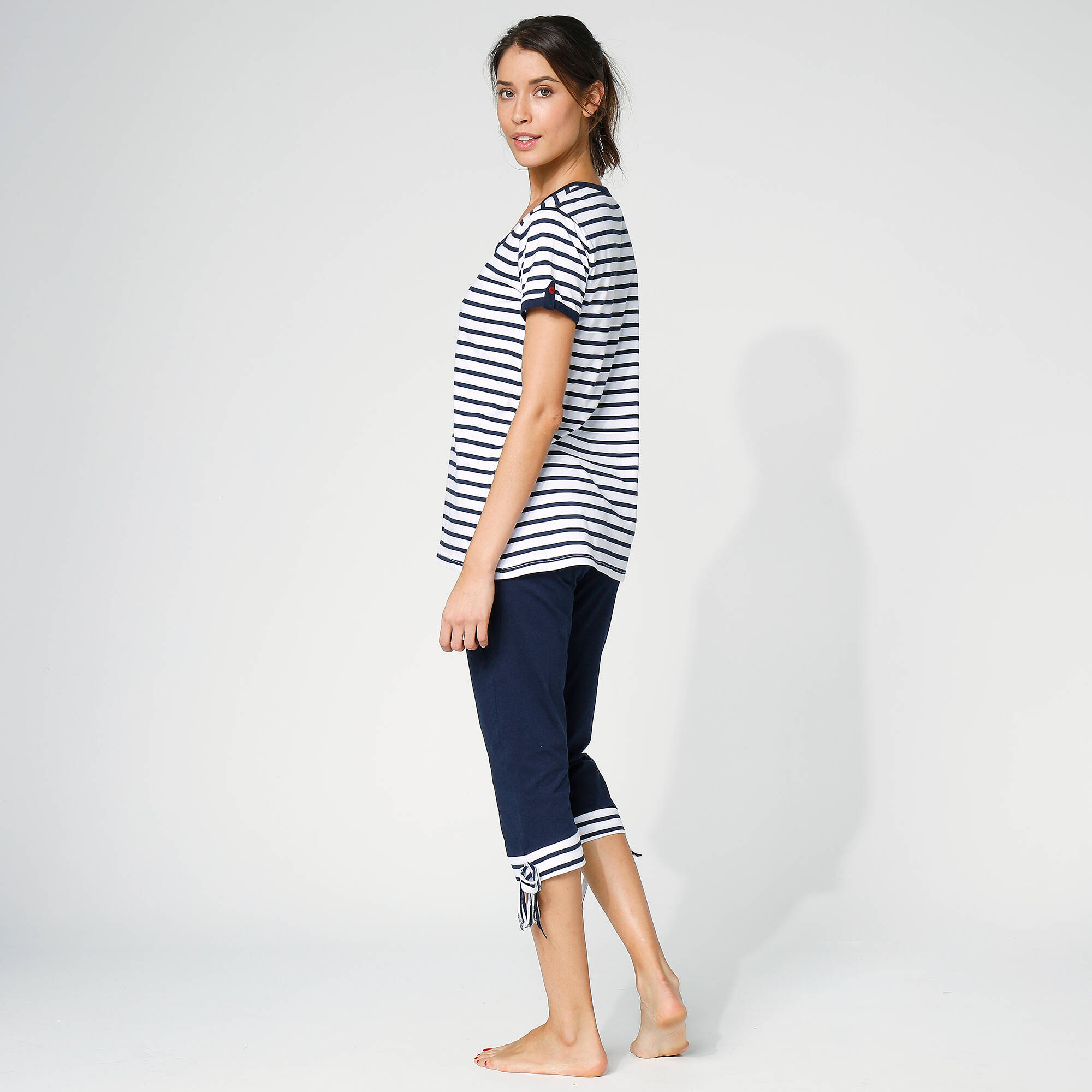 Pyjama pantacourt coton manches courtes