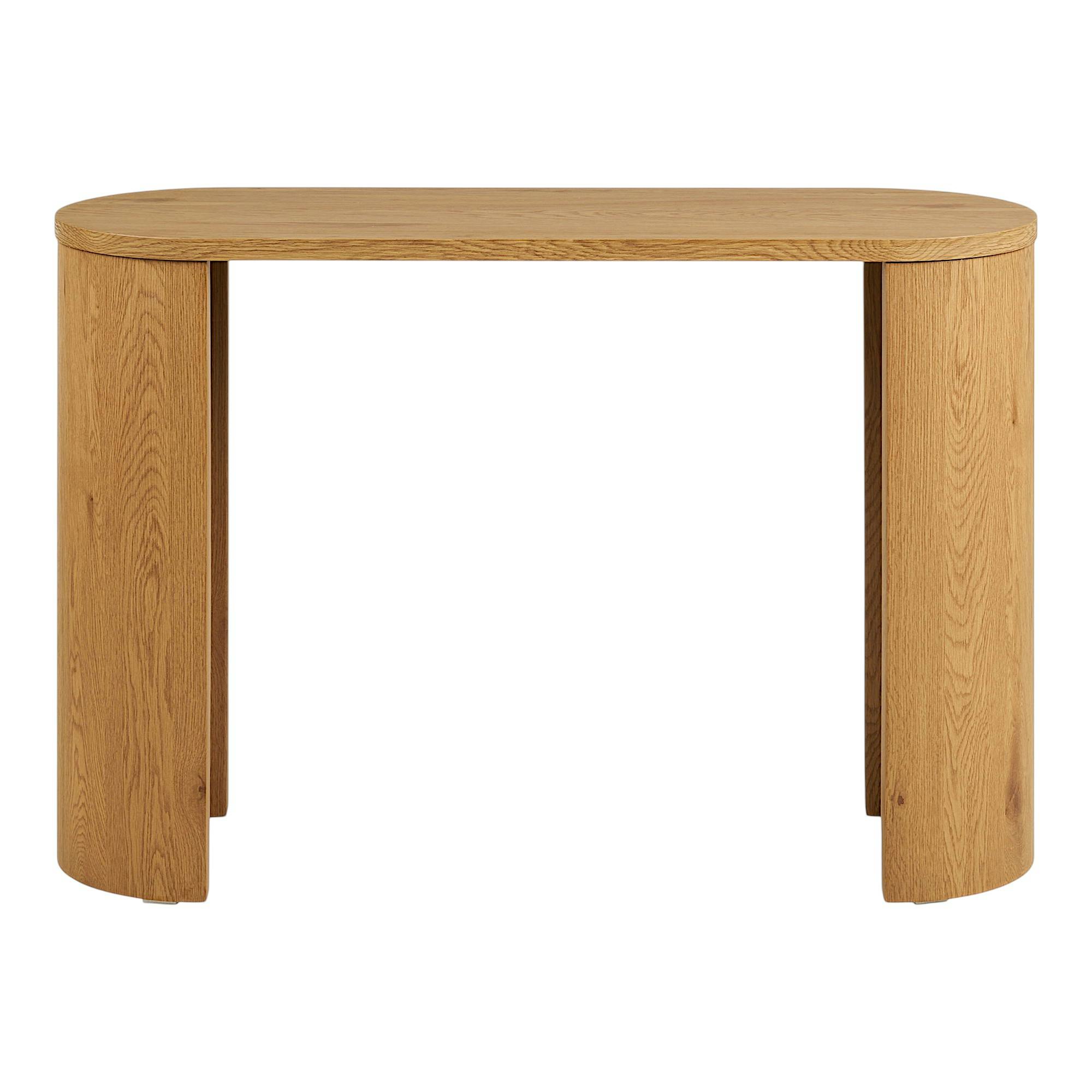 Console d’entrée ovale décor bois clair rétro-chic MATERA