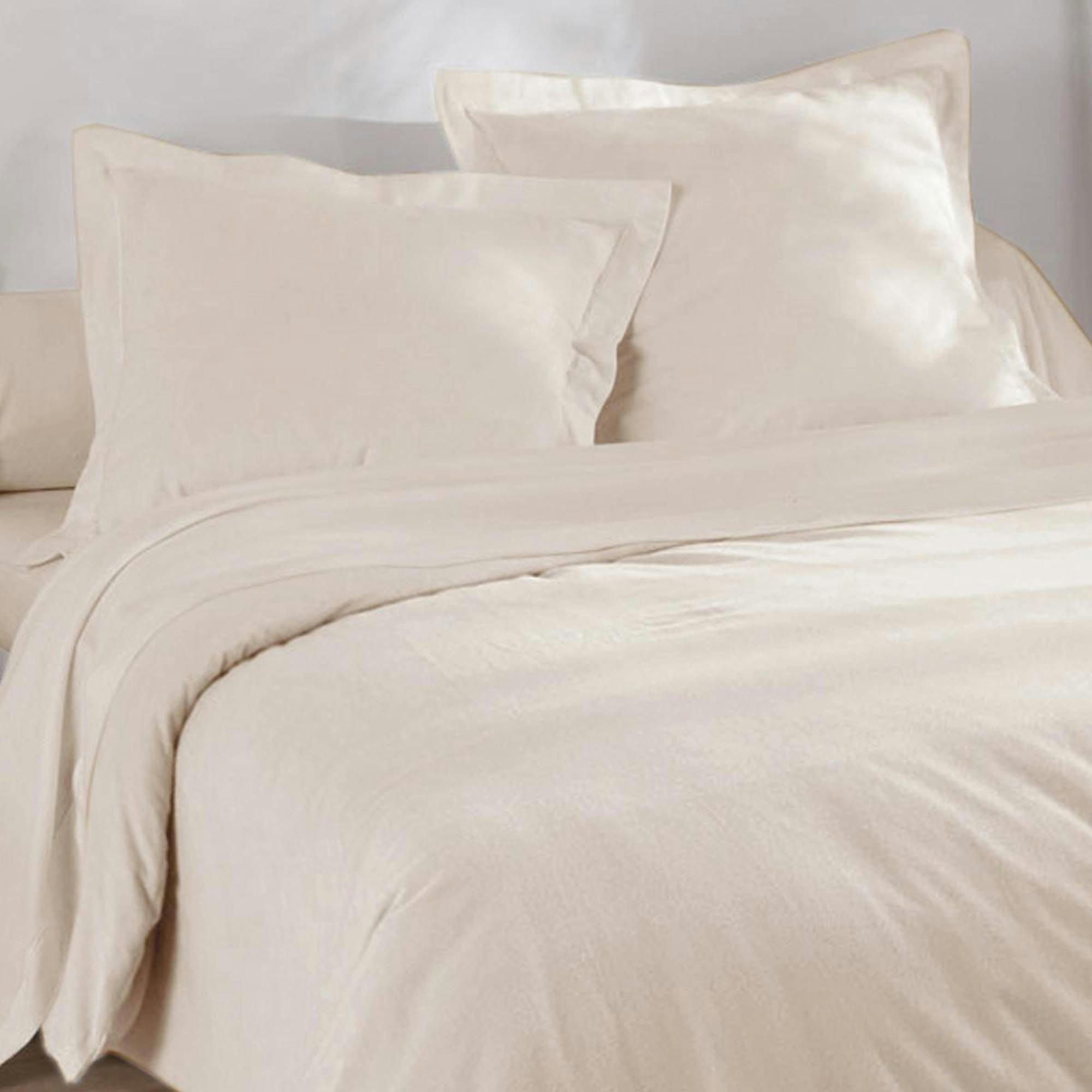 FLANELLE UNIE - Drap-housse 90x200x28 blanc craie en coton