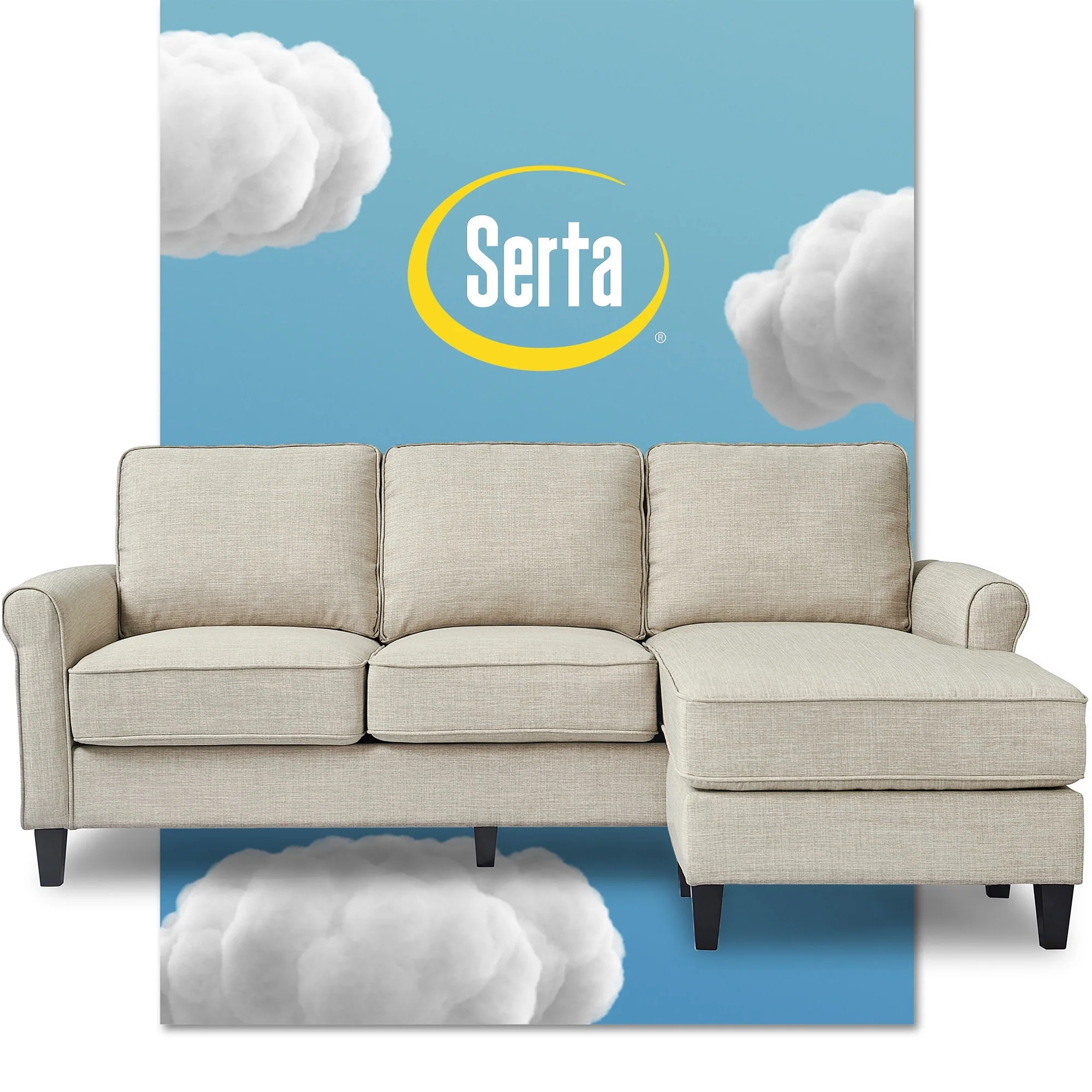 Serta Harmon Upholstered Reversible Sectional Sofa, Modern L-Shaped Couch for Small Spaces