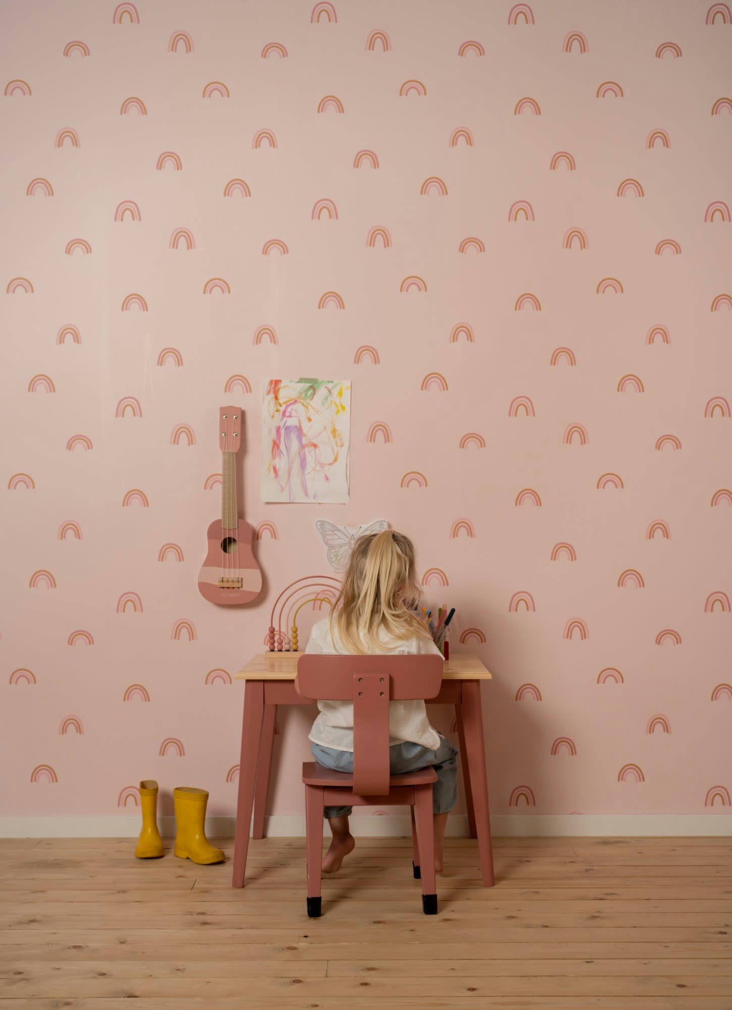 - papier peint petit arc en ciel rose 1000x53cm