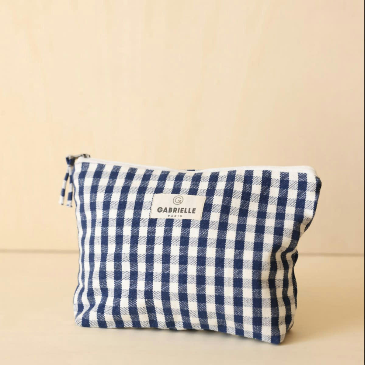ESCALE - Trousse en coton imprimé vichy bleu
