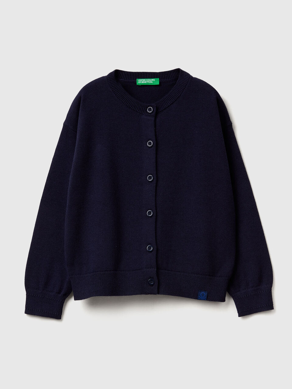 Pure cotton crew neck cardigan