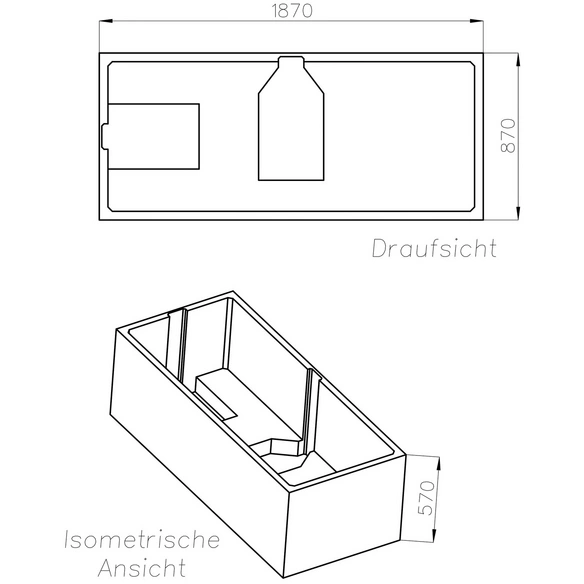 Wannenträger »Palma«, BxHxL: 87 x 57 x 187 cm, weiß