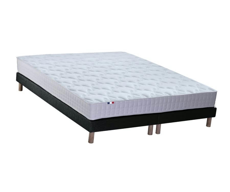 ENSEMBLE AZUR - Ensemble matelas mémoire de forme sommier noir 160x200