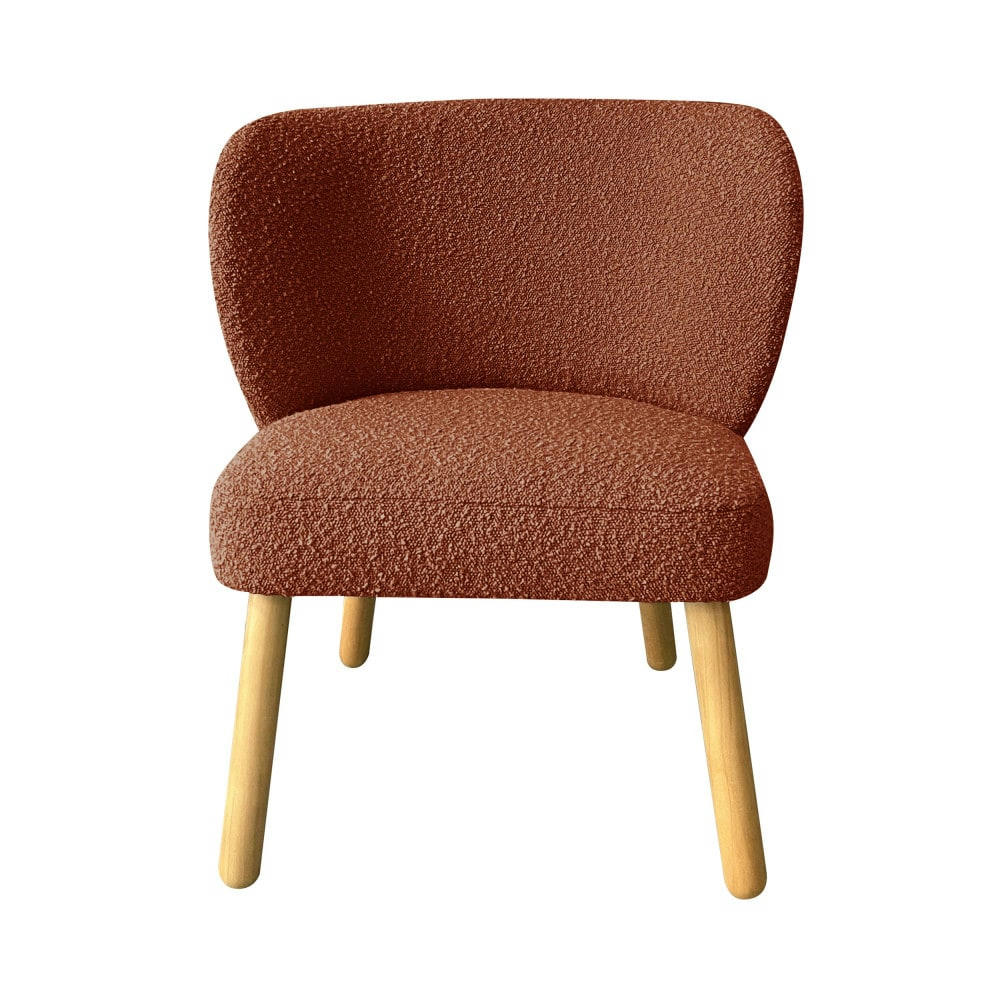 RAPH - Fauteuil en tissu bouclette et bois rouille