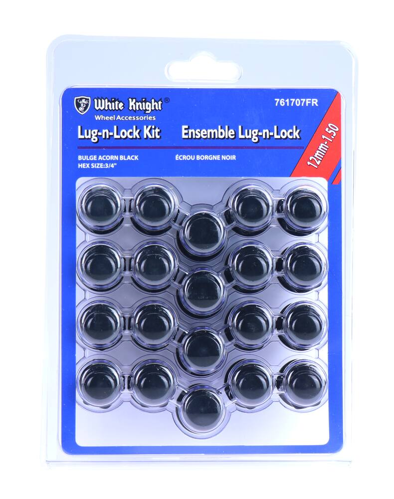 White Knight 12mmx1.5 Black Lug and Lock Kit