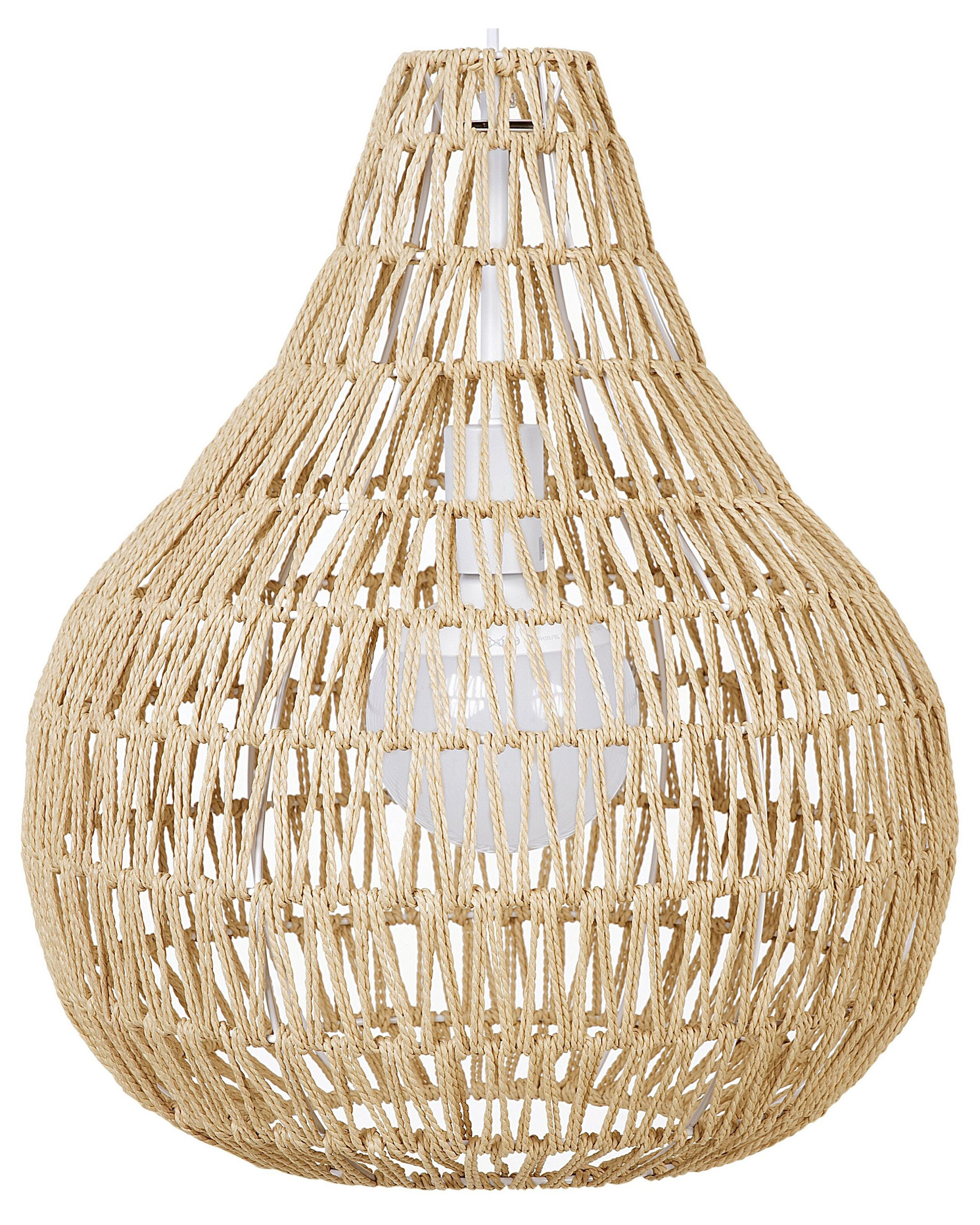 Lampa wisząca żyrandol pleciona beżowa
