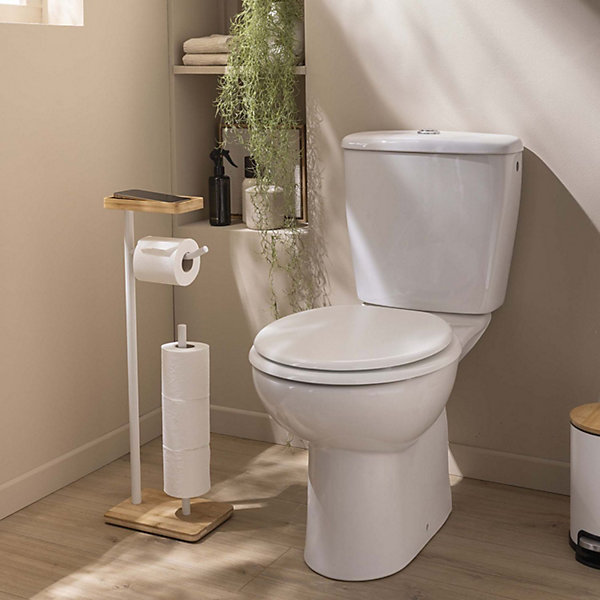 Dérouleur de papier WC en bambou avec porte-téléphone