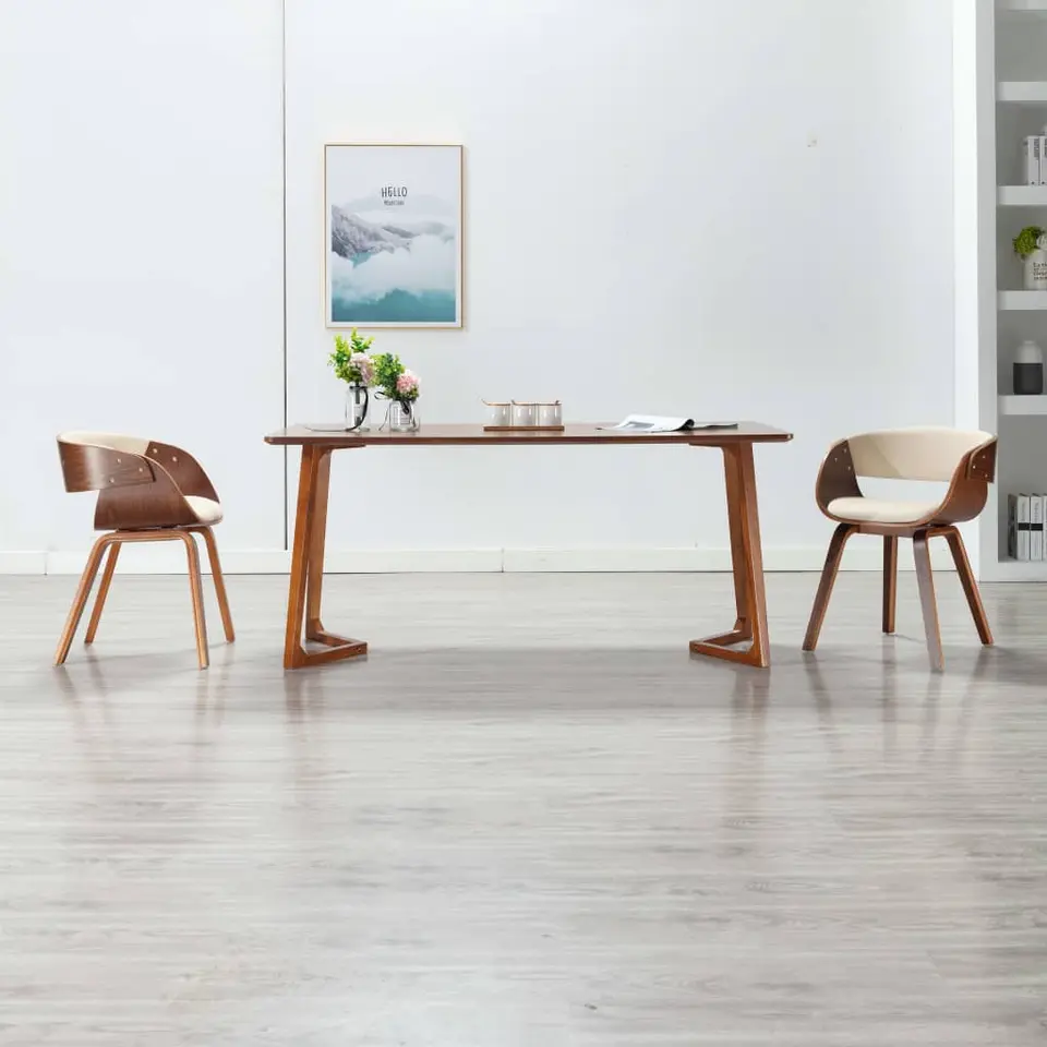 vidaXL - Eetkamerstoel - Cr&egrave;me - Kunstleer