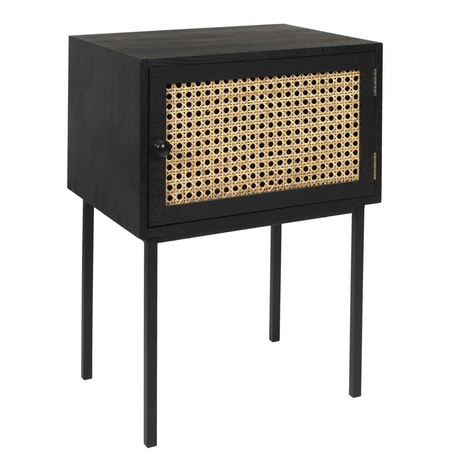Szafka nocna Rio czarna rattanowy front 55x40x32 cm