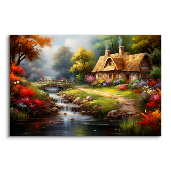 Obraz Do Jadalni Wiejska Chatka Pejzaż Kwiaty Las Abstrakcja 30x20cm