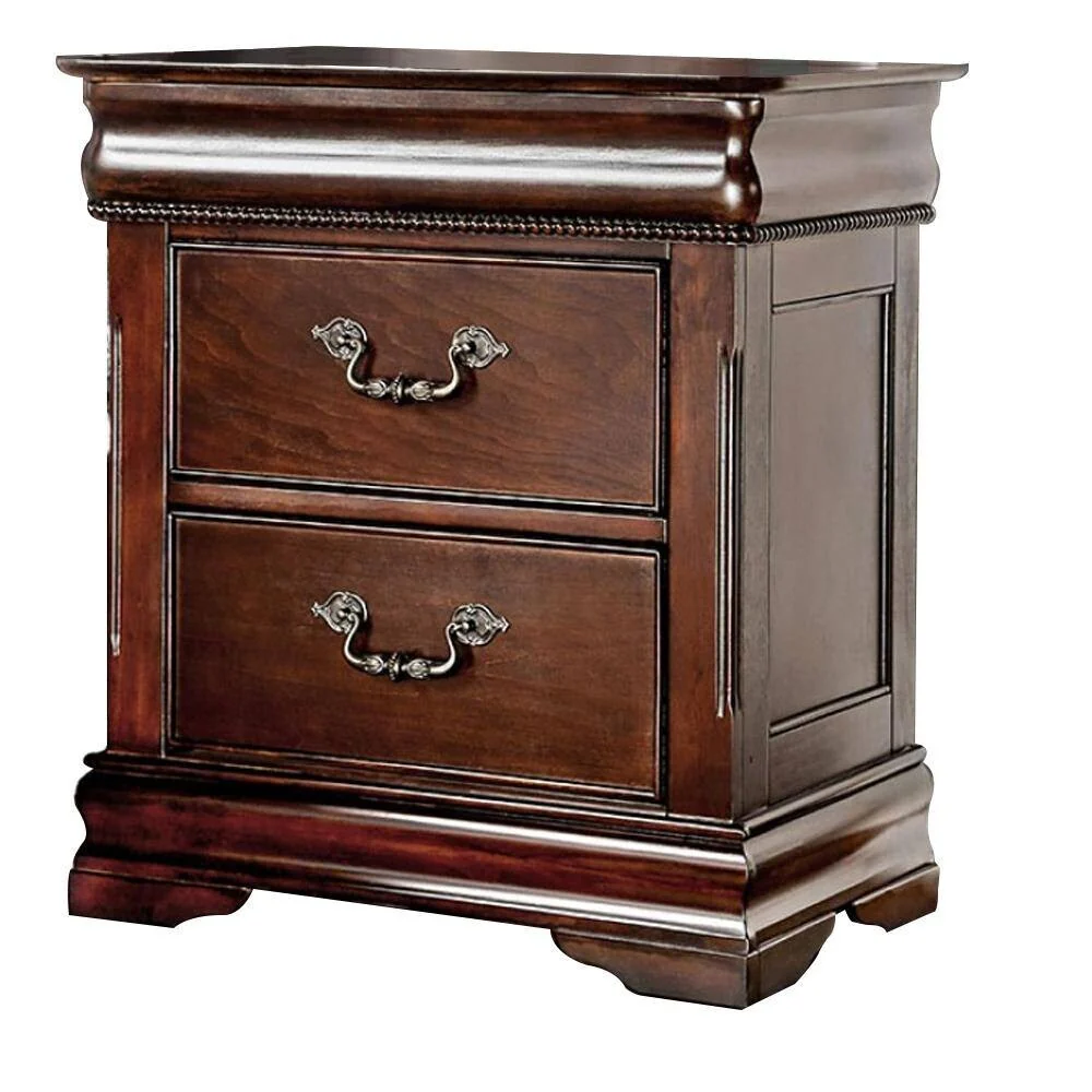 Traditional Style 1pc Nightstand Only Solid wood 2-Drawers Hidden Top Drawer Intricate Accents Bedside Table Bedroom