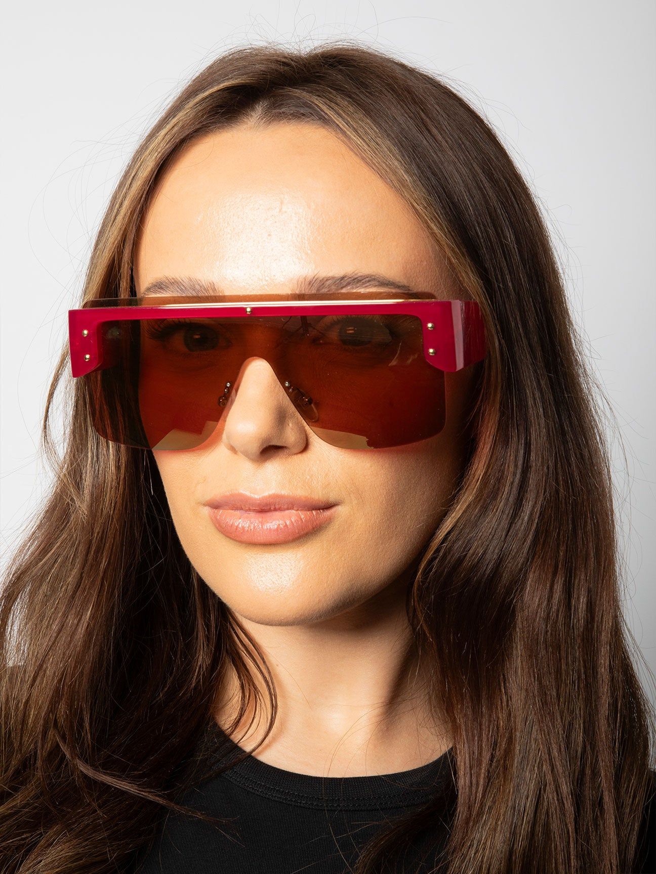 SVNX Oversized Flat Top Sunglasses with Mirrored Lens