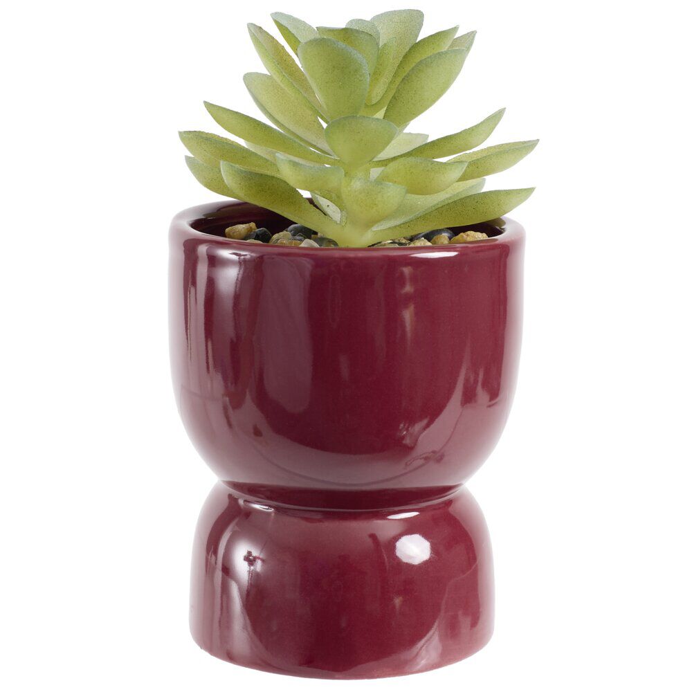Plante grasse artificielle dans pot argile Ø6,5xH12cm (3 modèles)