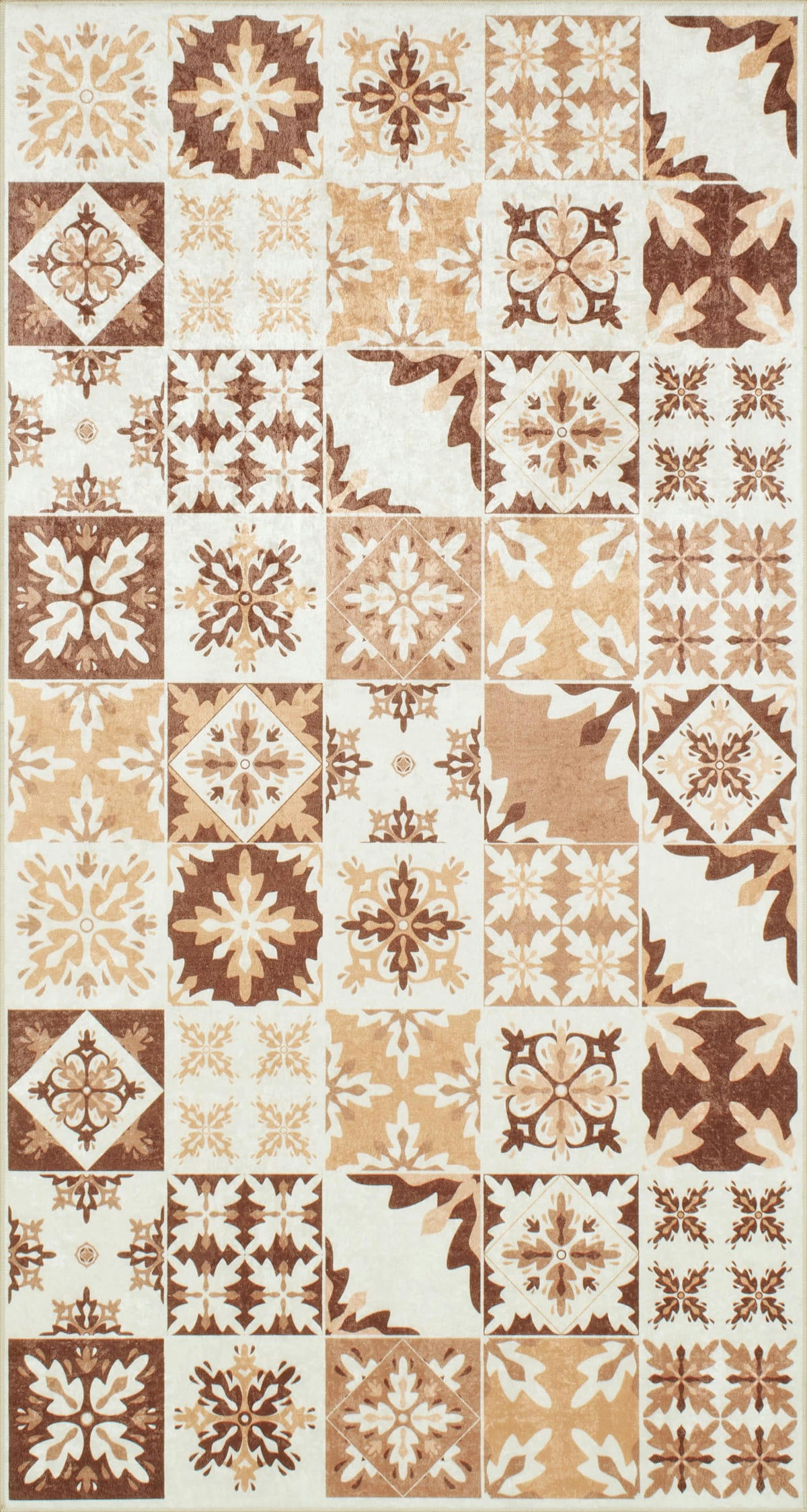 AZULEJO - Tapis de cuisine carreaux de ciment orange 80x150