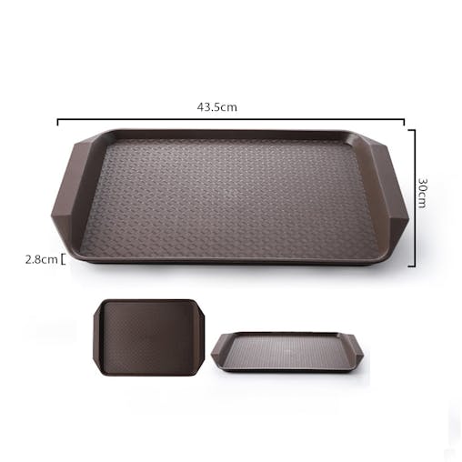 SOGA Rectangular Serving Tray Heavy Duty Waterproof Stackable Plastic Food Snack Pan Set of 5 Coffee