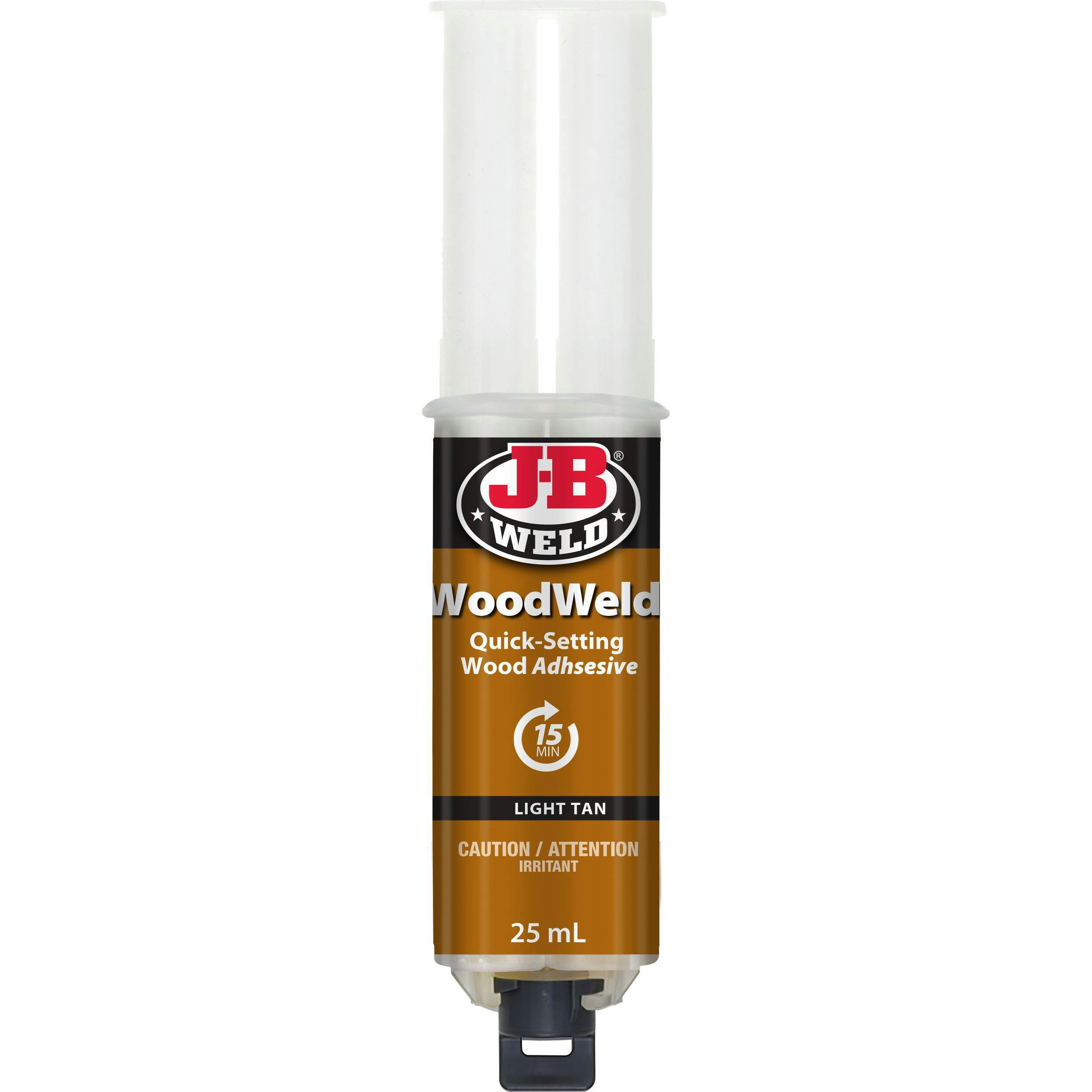 J-B Weld WoodWeld Quick Setting Wood Epoxy Glue Adhesive Syringe, Light Tan, 25-mL