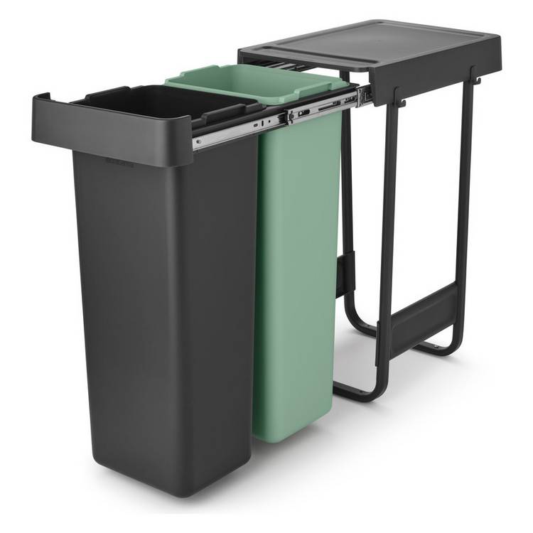 Brabantia Sort & Go 2x30 Litre Built-in Bin - Dark Grey