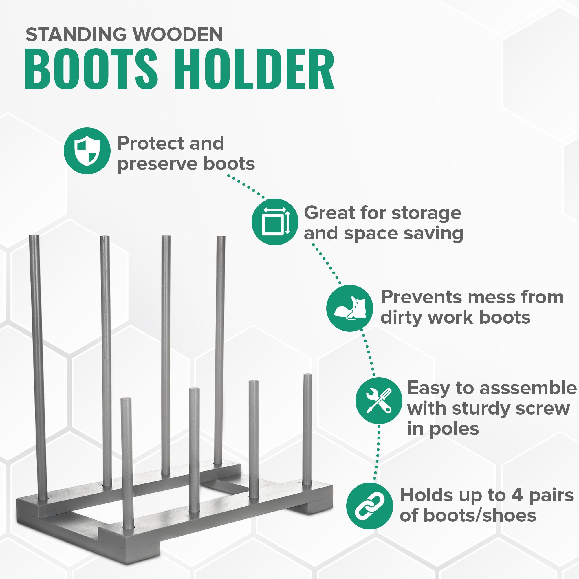 LIVIVO Wooden Wellies and Walking Boot Storage Rack
