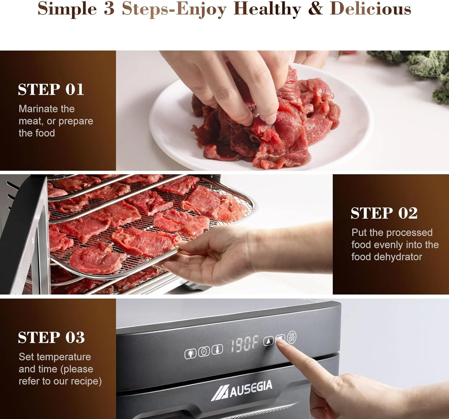 Commercial Large 12 Trays Food Dehydrator, Usable Area up to 22.67ft2, 1200W Full Stainless Steel Dryer Machine, up to 190�H Temperature, for Meat, Fruit, Veggies, Beef, Herbs, Pet Foods(12-Trays Dehydrator)