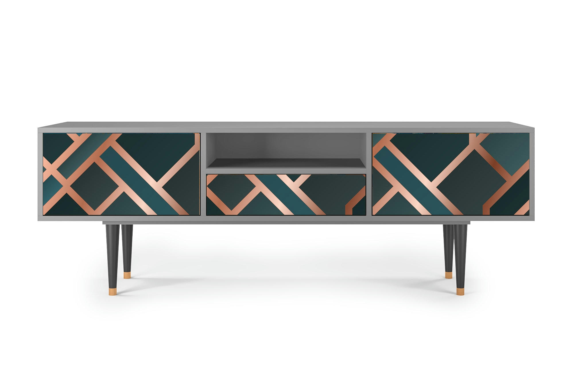 BRONZE CROSSROAD - Meuble TV  bleu-vert 1 tiroir et 2 portes L 170 cm