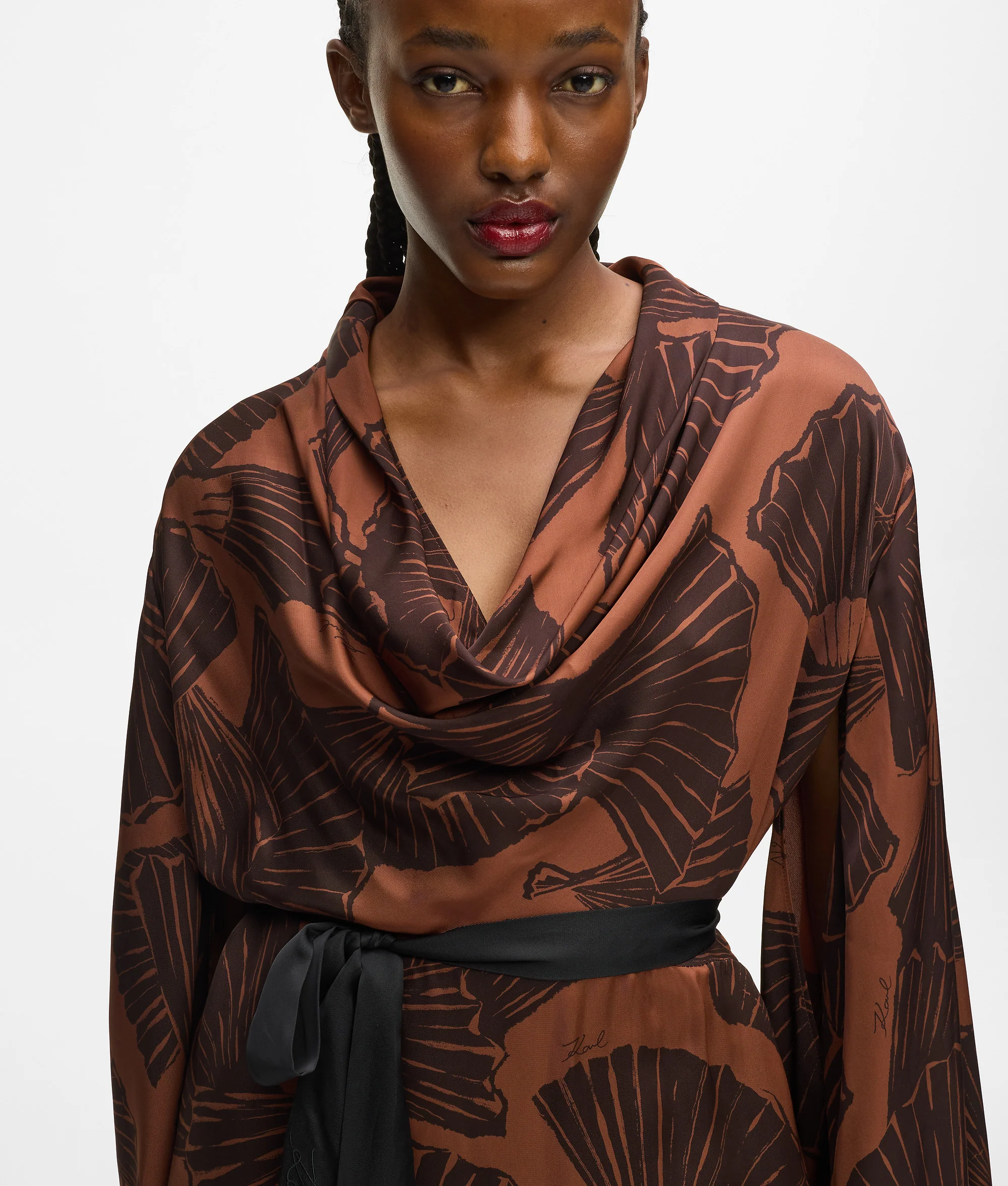 Robe-kaftan imprimée d'éventails