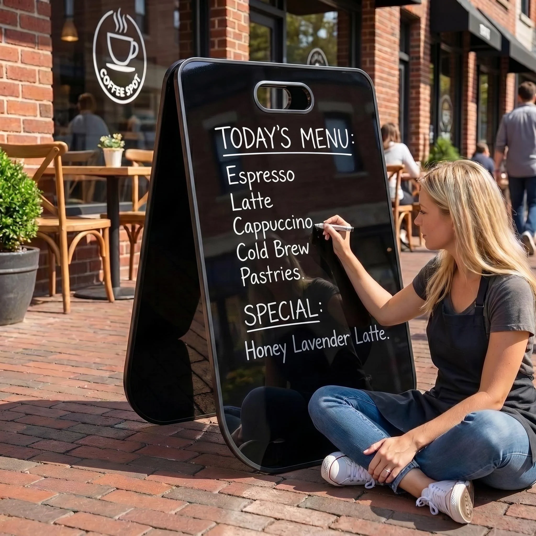 Write erase A frame sign marker writable sidewalk sign for changeable menu daily update sandwich board for shop storefront pavement sign