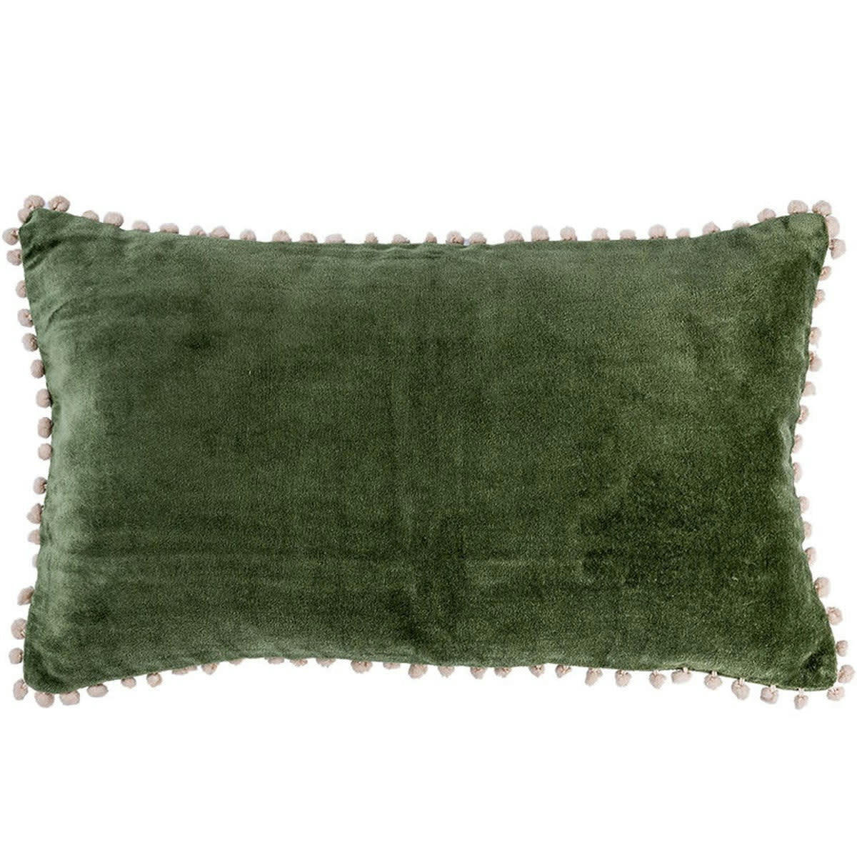 AVORIAZ - Housse de coussin velours de coton  50x30 vert kaki