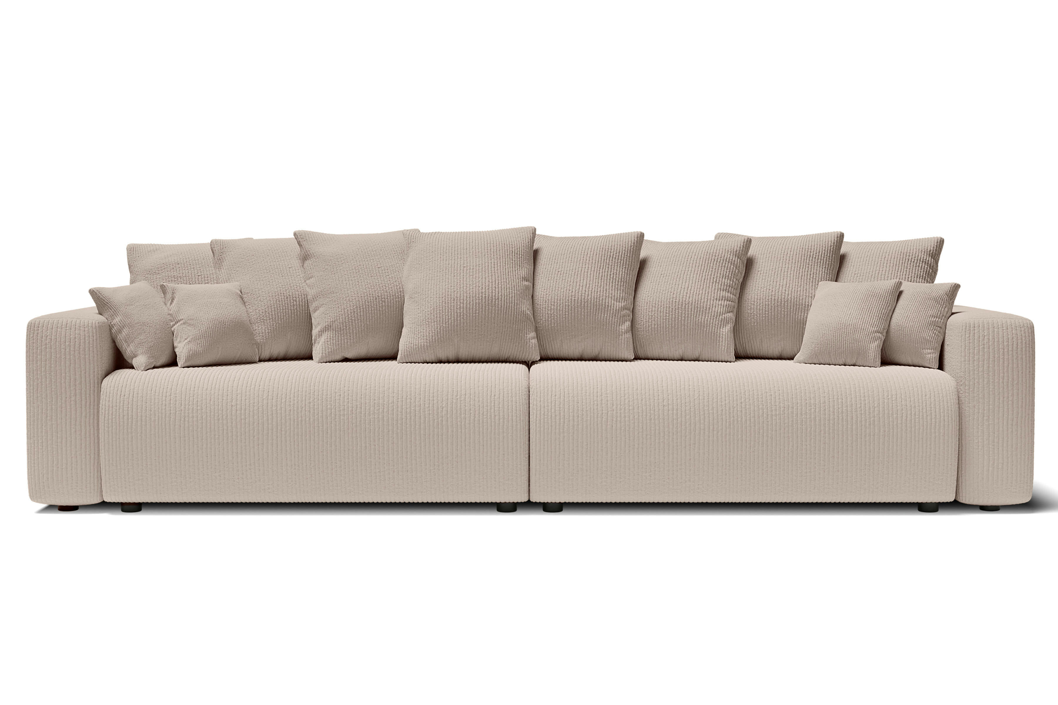 LEA - Canapé droit XL convertible en velours côtelé 5 places grège