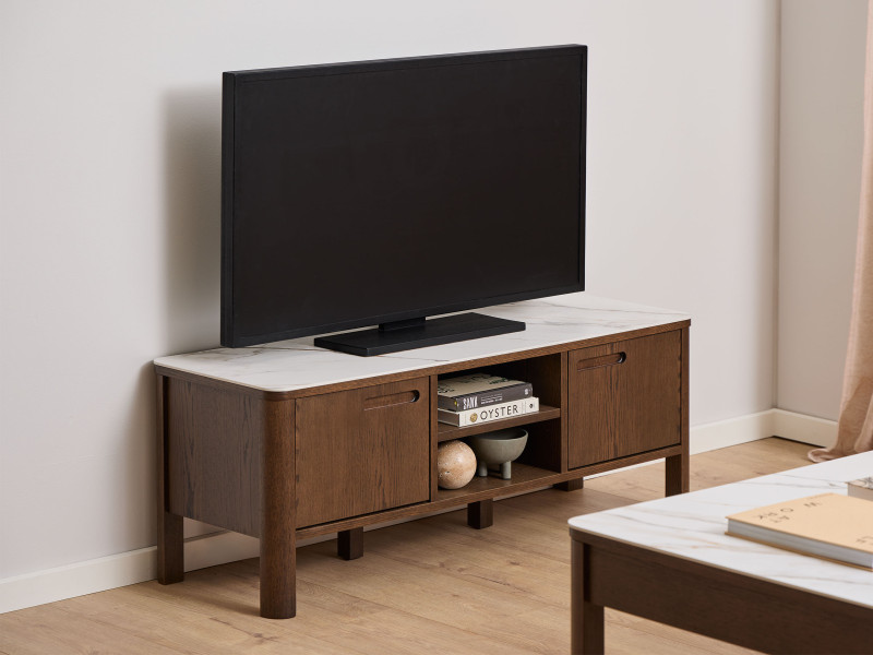 Szafka RTV Marquise 120 cm z ceramicznym blatem, Ceramic   Oak smoked