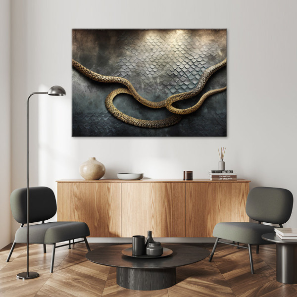 Feeby Obraz, Złoty wąż 3D 60x40