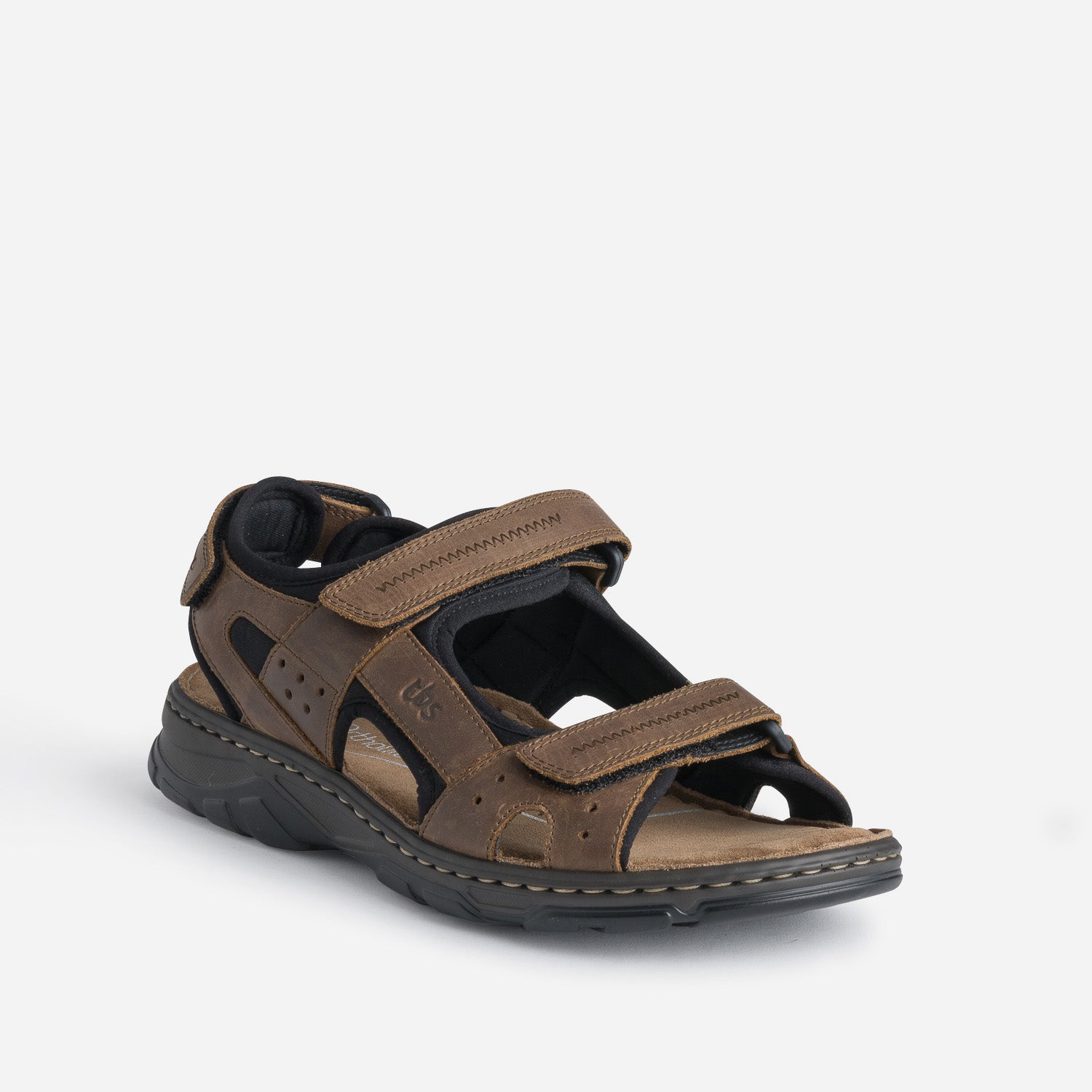 Sandale TBS marron en cuir à scratchs