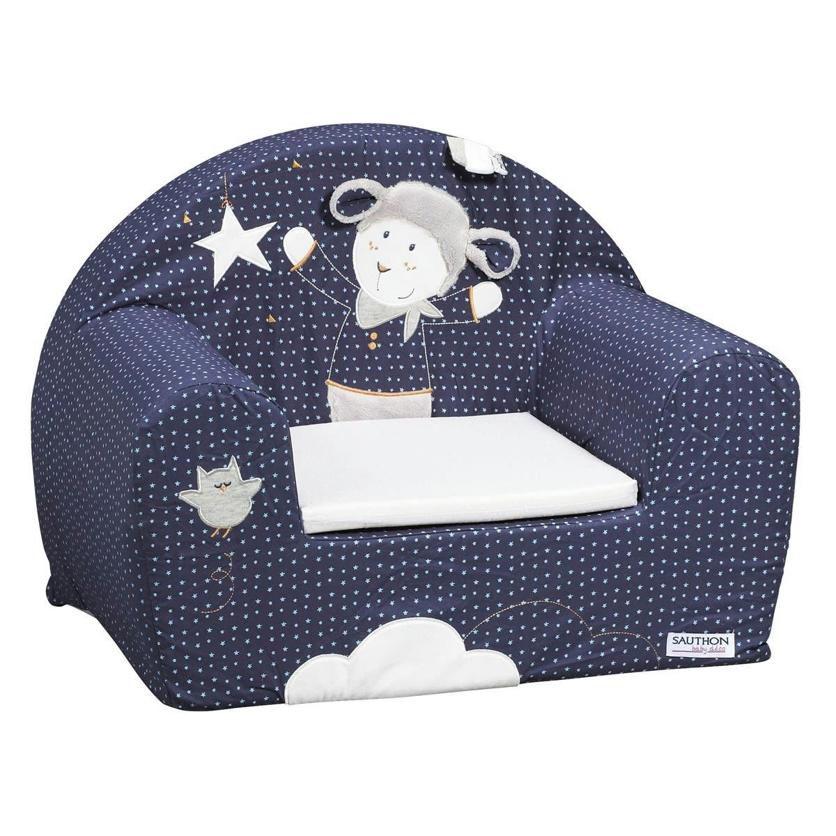 MERLIN - Fauteuil club pour enfant 48x40cm en coton Bleu