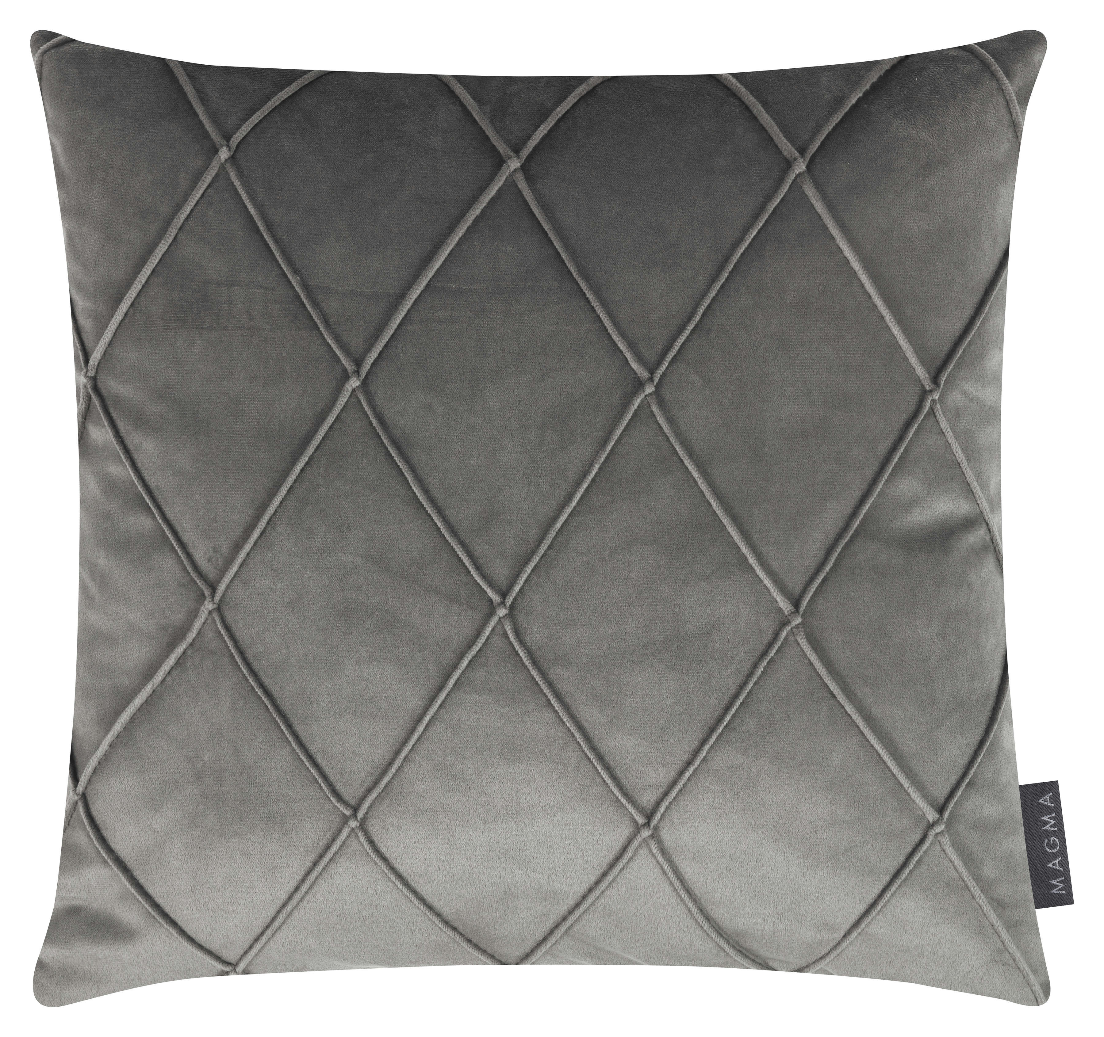 NOBLESS - Housses de coussin velours relief pli cousu gris 40x40-Lot de 2