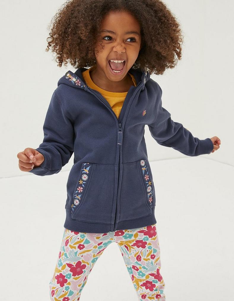 Embroidered Zip Through Hoodie