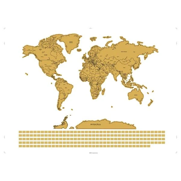 Makr Scratch Off Map of the World, Blue/Silver- 82x59cm