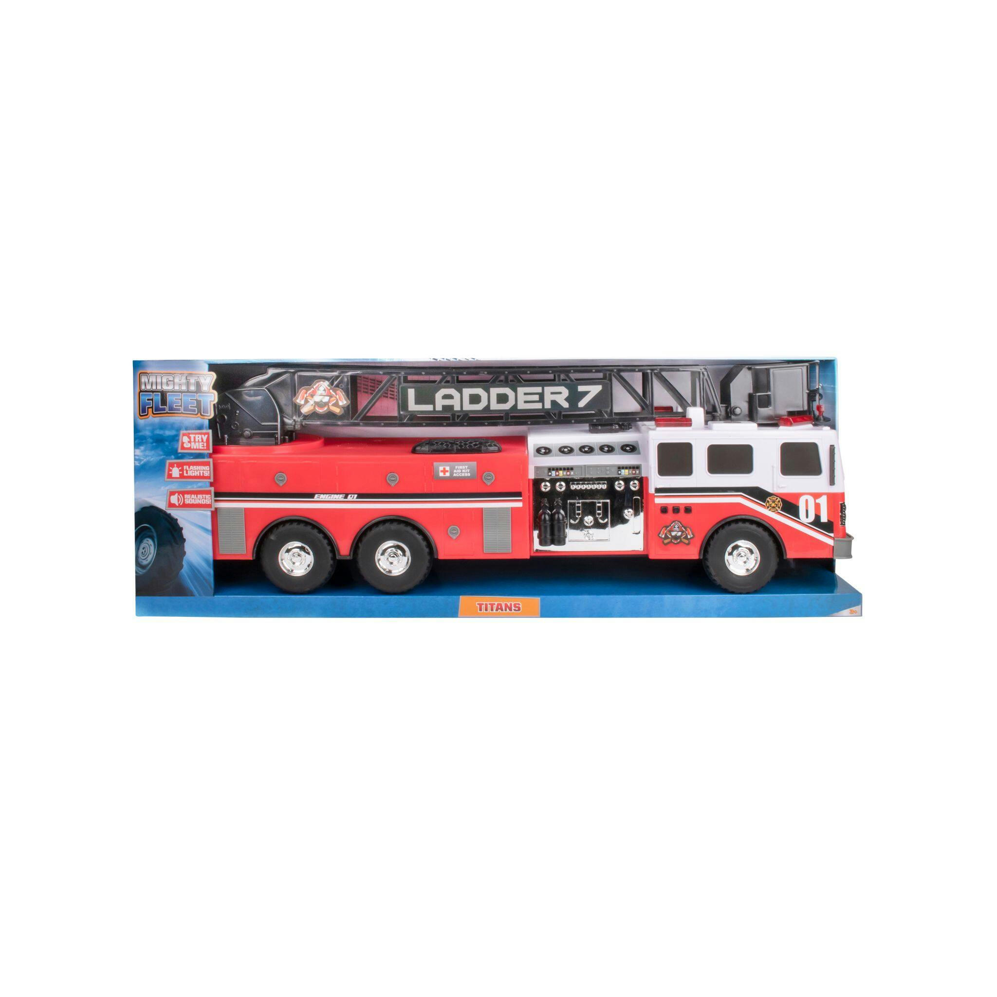 Might Fleet Titans Super-Size 24-Inch Fire Ladder Truck Toy With Light & Sound, Ages 3+