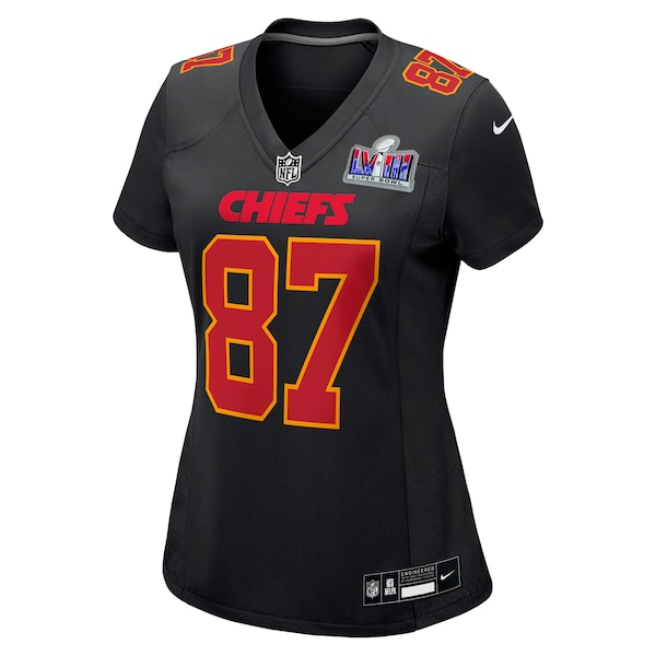 Travis Kelce Kansas City Chiefs Nike Women's Super Bowl LVIII Carbon Fashion Game Player Jersey - Black