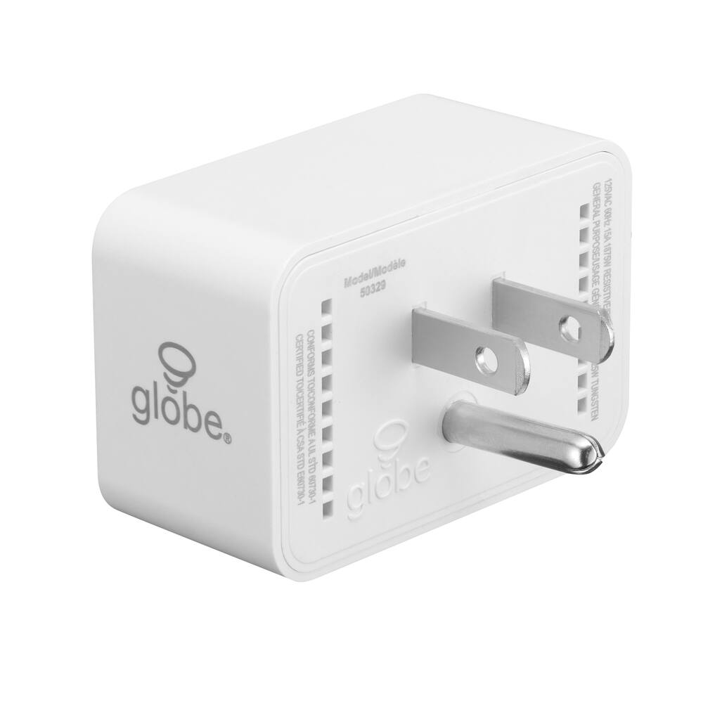 Globe Smart Wifi Outlet Plug, Compatible with Alexa and Google Assistant, White