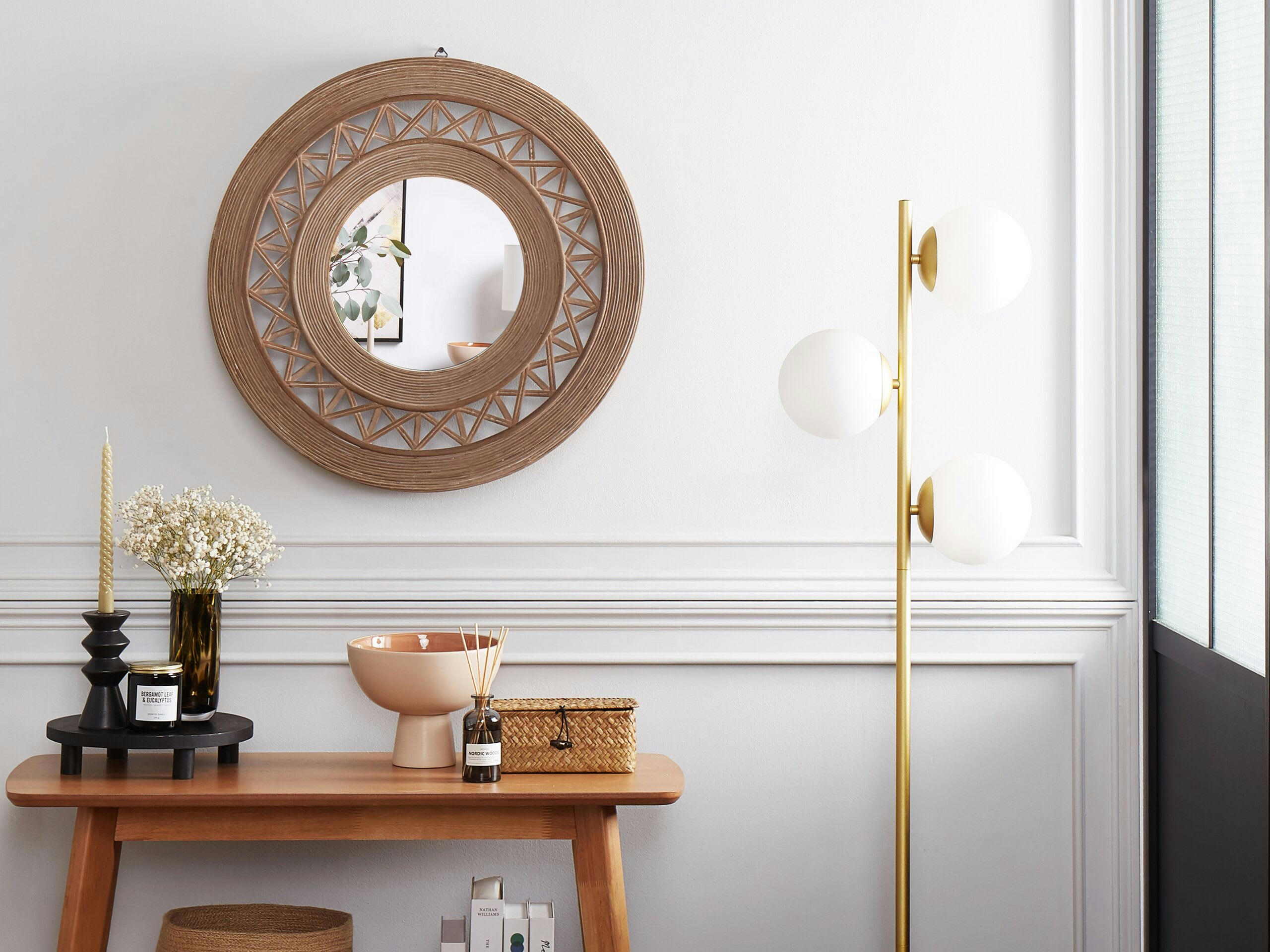 CACOMA - Miroir en bois solide marron 62x62