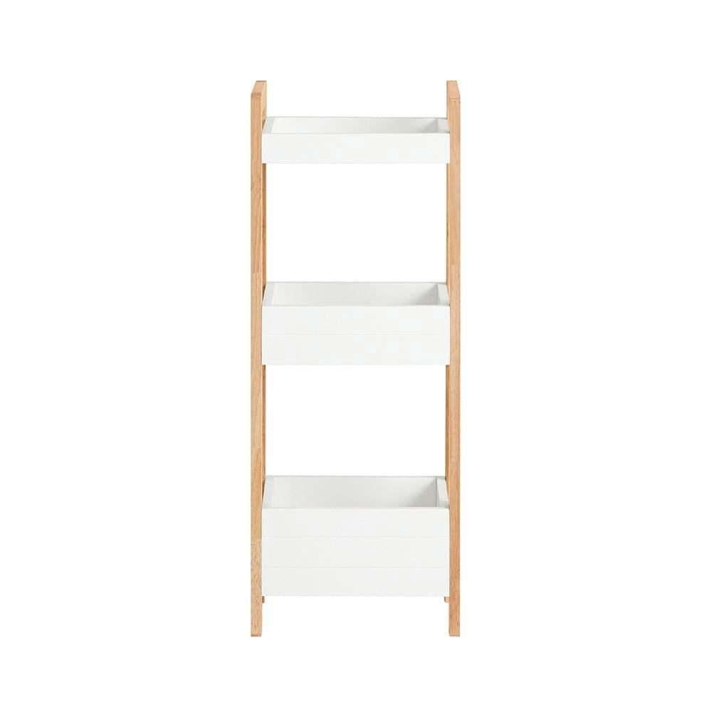 - Etagère de stockage avec 3 étagères effet bois blanc