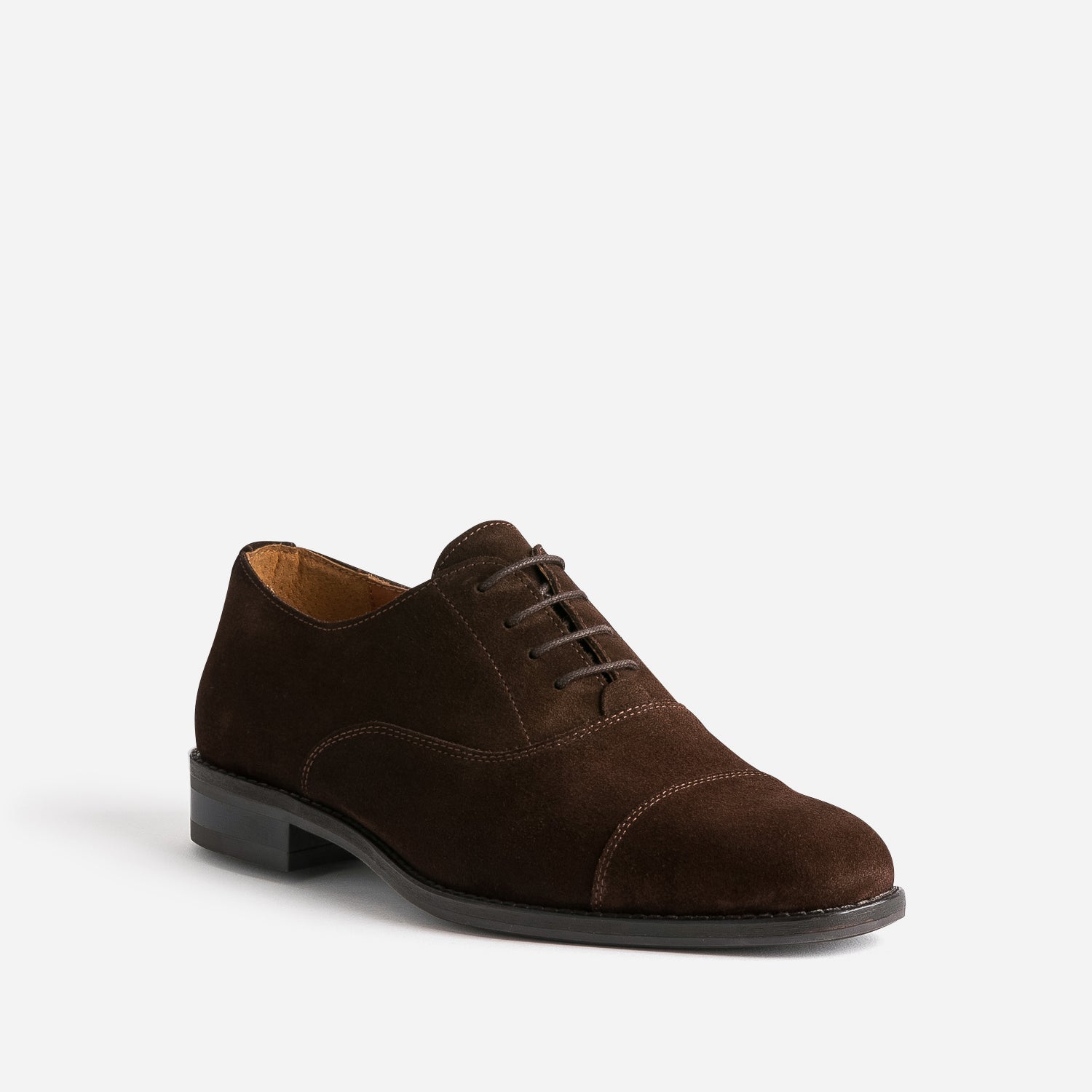 Richelieu marron cuir velours à bout droit