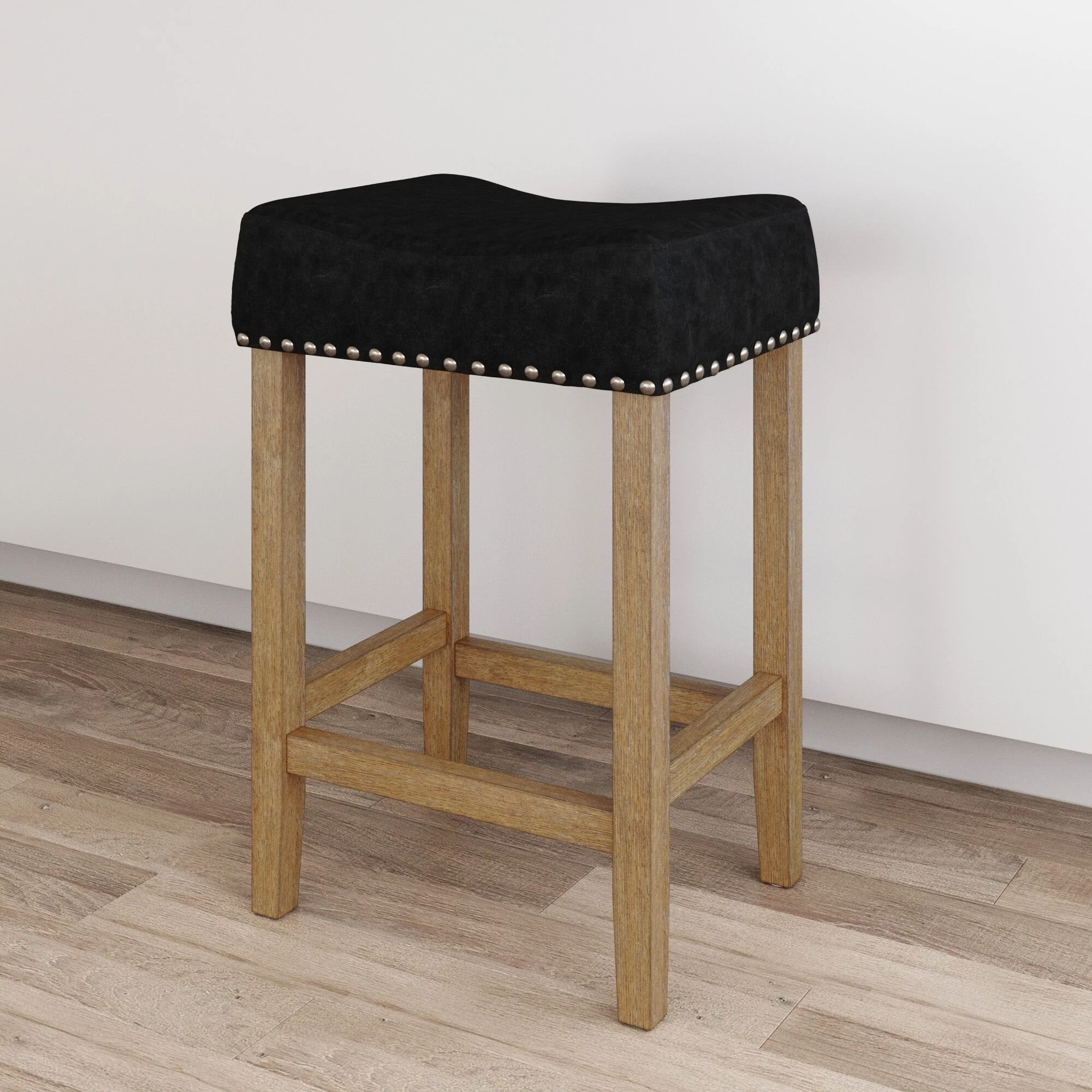Nathan James Hylie Backless Counter Height Bar Stool with Solid Wood Legs