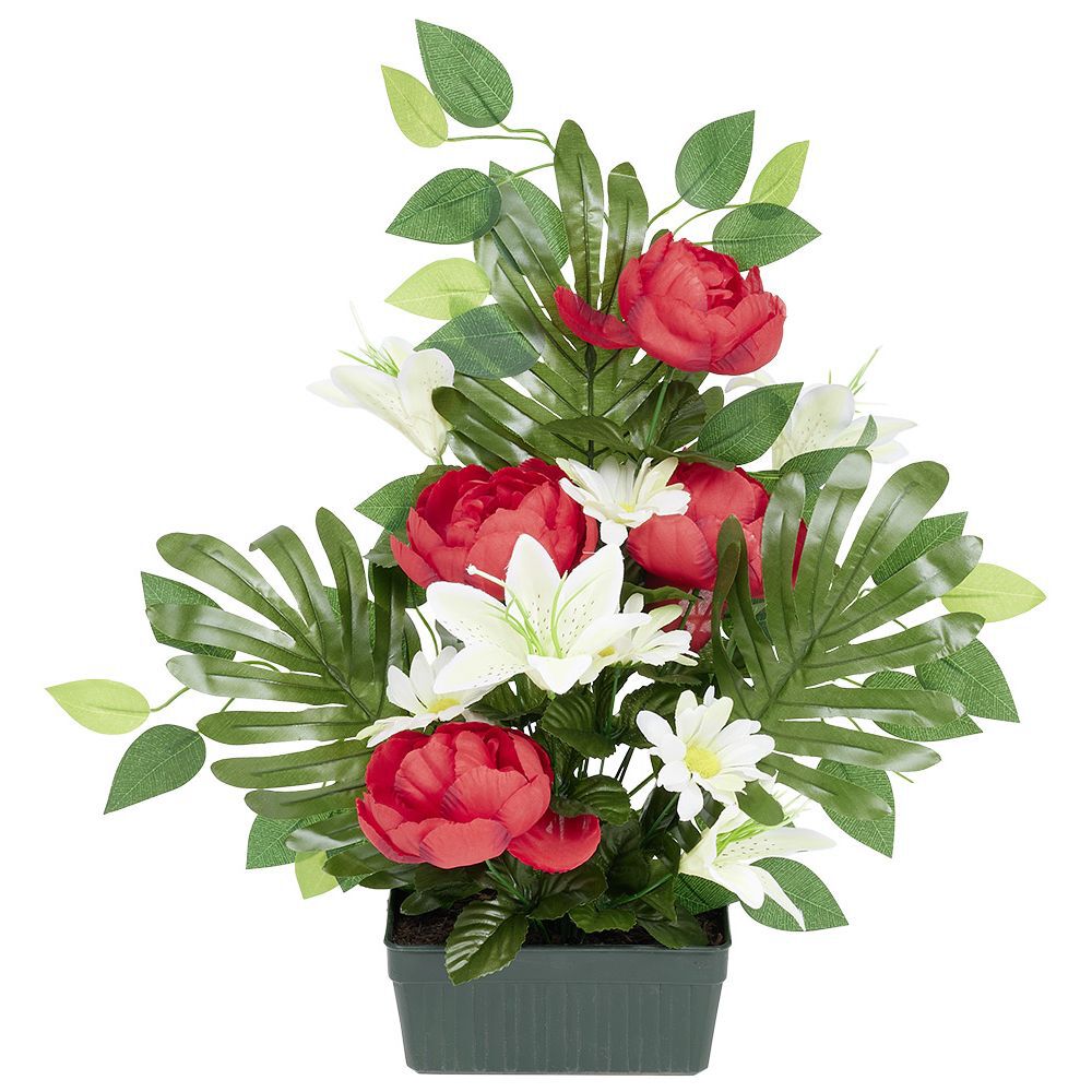 Jardinière pivoine lys gerbera artificiel